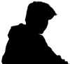 headshot in black and white